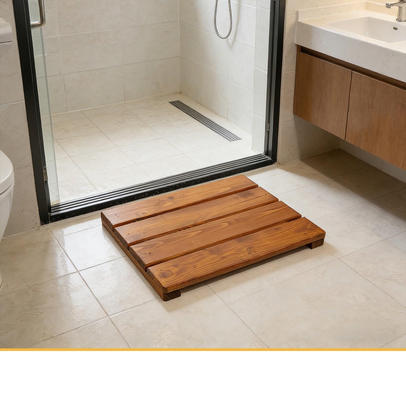 Alfombra de baño de Madera, Alfombra de baño de Drenaje rápido, Suelo de Ducha de Secado rápido for bañera, SPA, hogar
