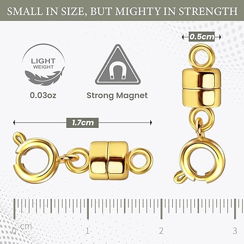 Miniatura 2 de Cierres magnéticos para collares, cierres magnéticos de oro y plata para joyas, cierre magnético de 0.157 pulgadas para collar, cierre de pulsera,