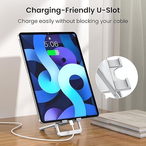 Miniatura 5 de Itramax Soporte portátil para tableta, plegable para escritorio, soporte para iPad de viaje, soporte ajustable para iPad para cama, compatible con