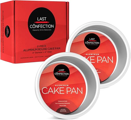 Miniatura 3 de LAST CONFECTION Juego de 2 moldes redondos para tartas - Sartenes de aluminio de 4 x 2 pulgadas de profundidad
