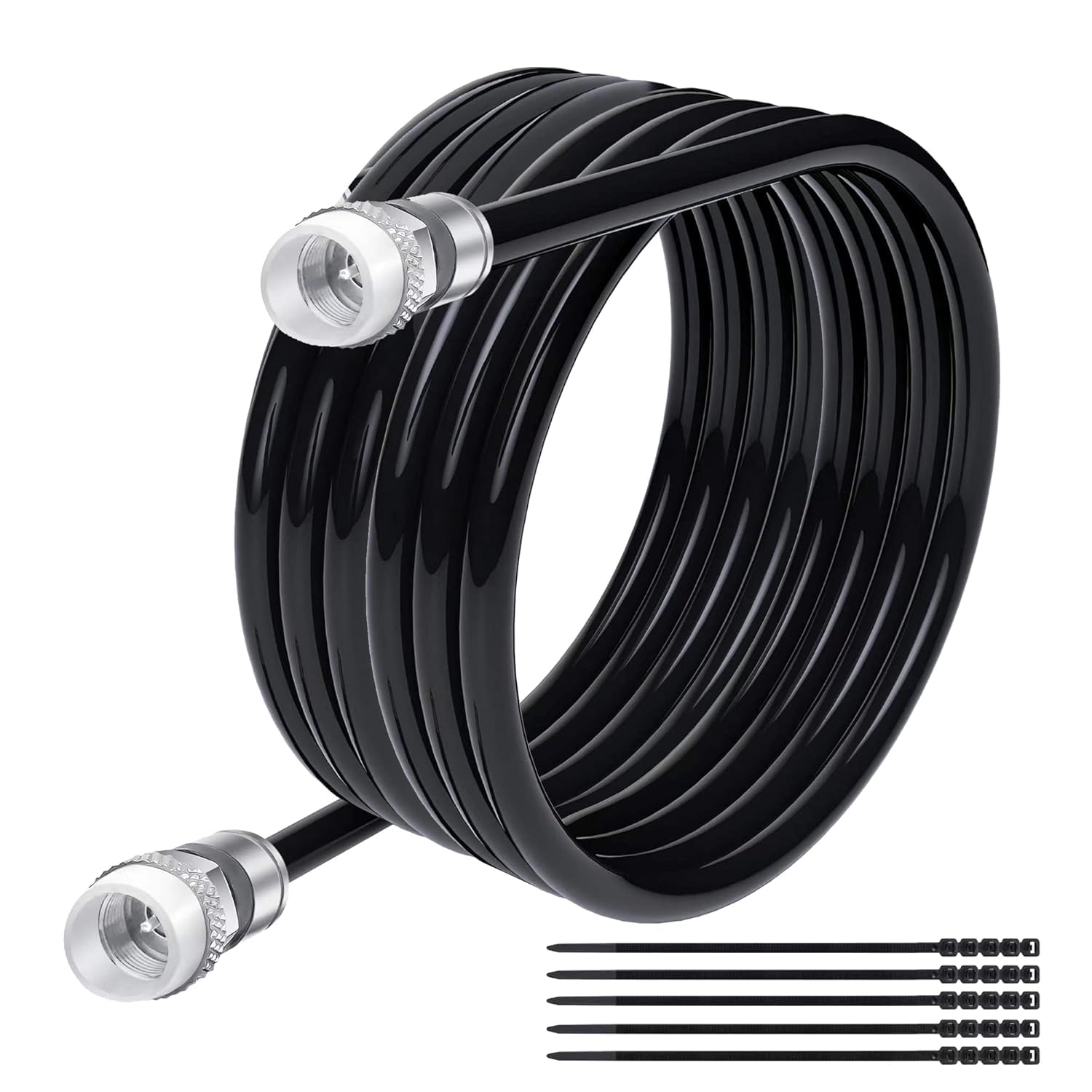 Elecan RG6 Coaxial Cable 200 Feet Indoor/Outdoor Direct Burial Coax Cable,Quad Shielded Waterproof in-Wall with Rubber Boot,Digital TV Aerial Broadband Internet Satellite Cable +25 Ties
