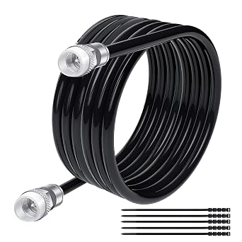 Elecan RG6 Coaxial Cable 50 Feet Indoor/Outdoor Direct Burial Coax Cable,Quad Shielded Waterproof in-Wall with Rubber Boot,Digital TV Aerial Broadband Internet Satellite Cable +25 Ties