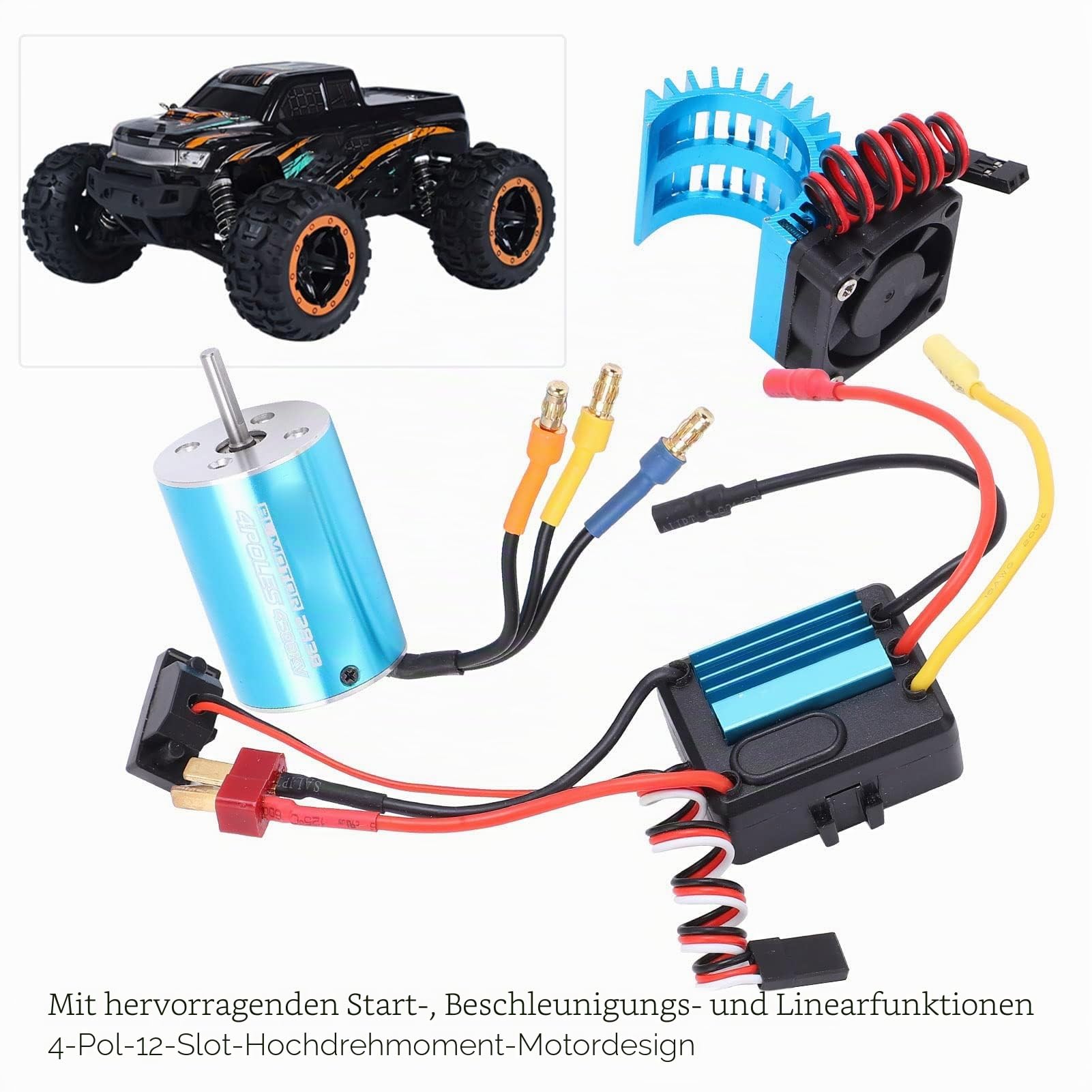 RC Brushless Motor Set 2838 4500KV 4P Sensorless Brushless Motor mit 35A ESC Kühlkörper Combo Set RC -Automodellzubehör