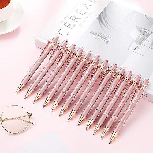 Vista 4 de Zonon - Paquete 12 bolígrafos con frases motivacionales para escuela y oficina, punta fina, escritura uniforme, citas divertidas para regalar a Rosa