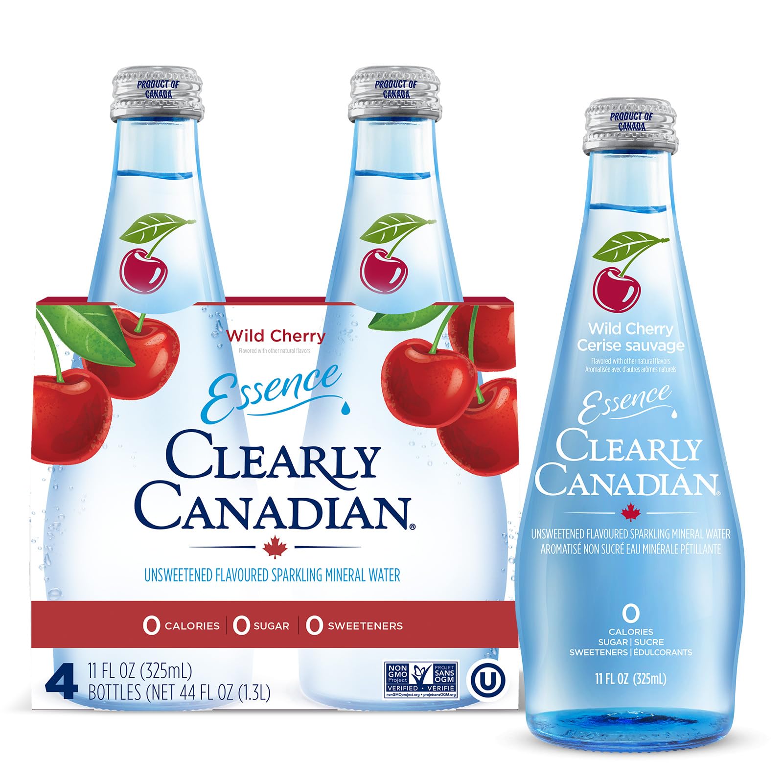 Clearly Canadian Essence Wild Cherry Flavored Sparkling Mineral Water 4-Pack