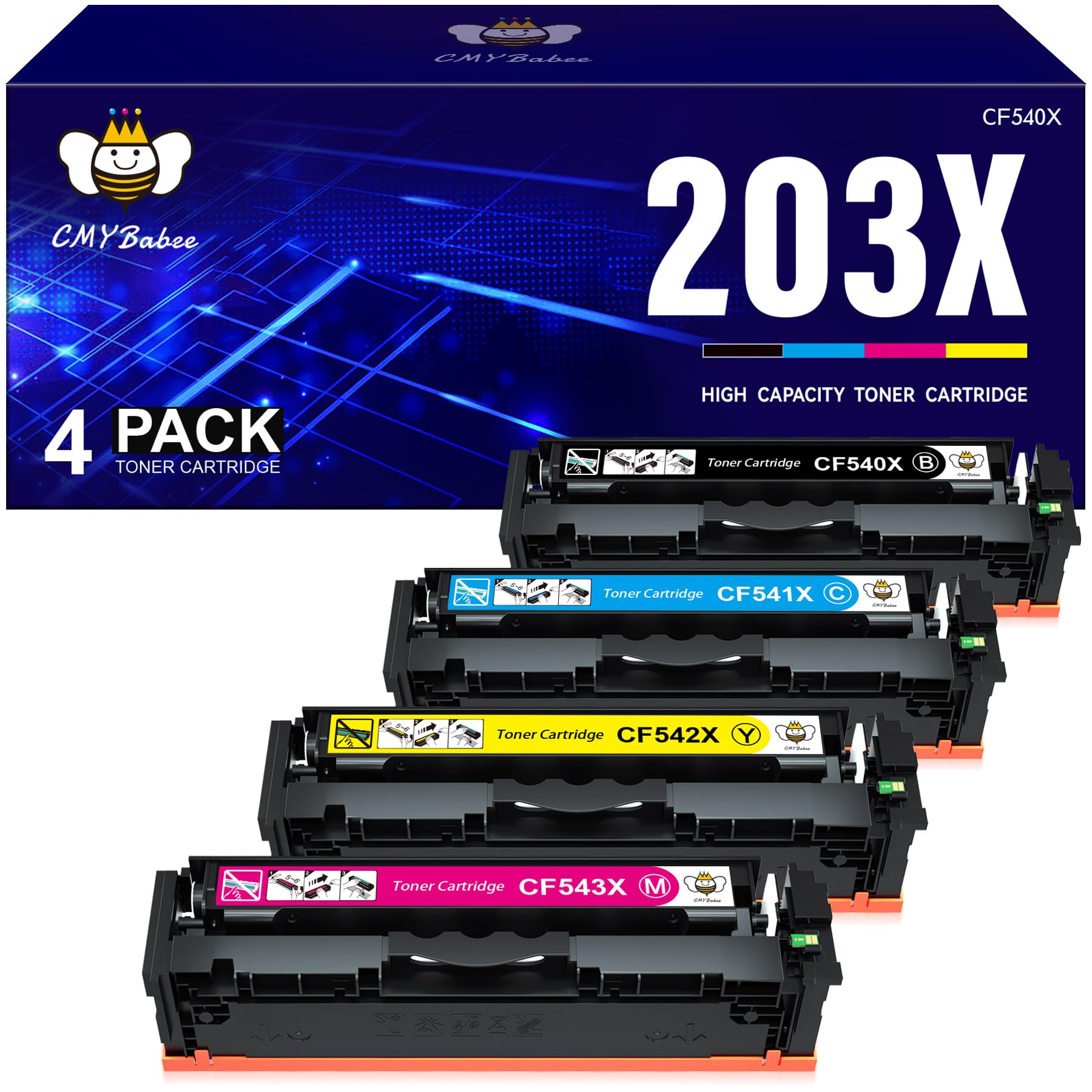 LCL CF541X Cyan Cartouche De Toner Compatible Pour HP 203A 203X CF541A CF541X Compatible Avec HP Color LaserJet Pro M254dw M254dn M254nw MFP M281fdw M281fdn M281cdw M280nw (1-Pack