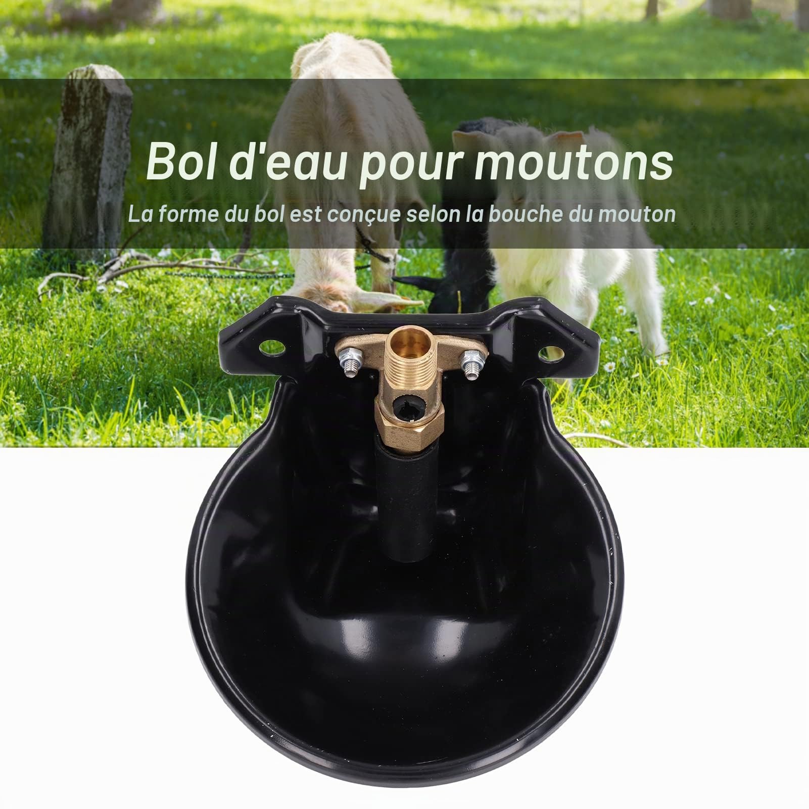 Abreuvoir Automatique pour Chevres, Moutons et Chevaux Robinet Tactile en Cuivre avec Bol d'eau en Acier Inoxydable Epais pour la Ferme et Le Betail (nan)