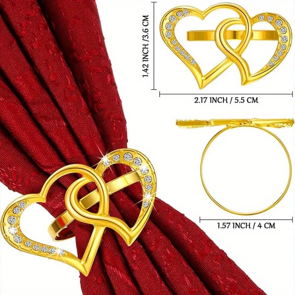Juego de servilleteros corazón Doble Dorado con pedrería Bling