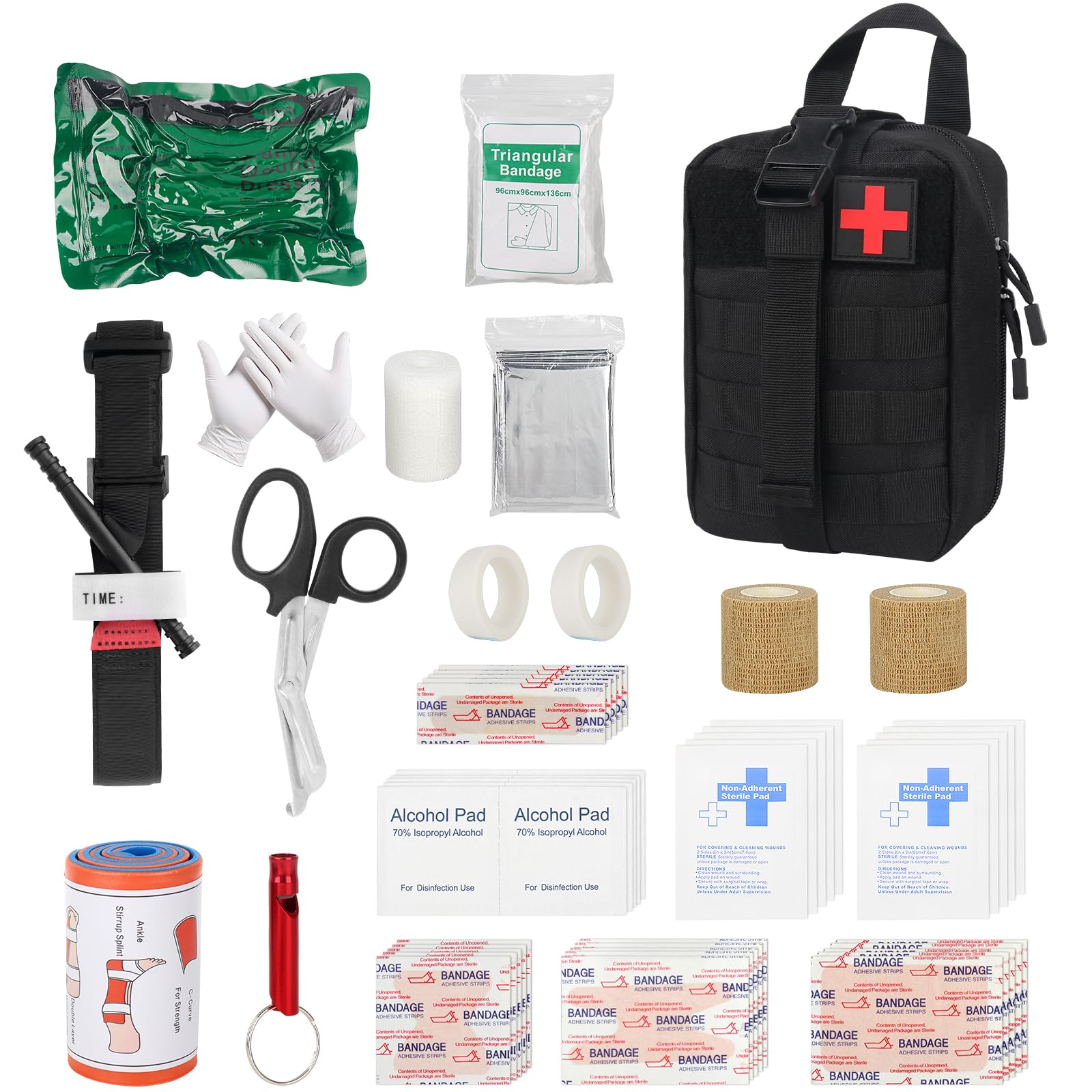 Tactique Sac de Secours 54PCS Trousse de Premiers Soins Militaire pour Camping Chasse