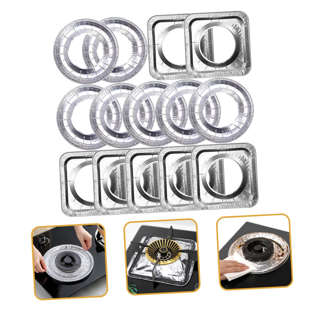 TOPBATHY 60pezzi Protezione Per Bruciatore Gas Coperture Antiaderenti Riutilizzabili Per Piani Cottura Facile Da Pulire e Resistente Agli Graffi Accessori Per Cucina Con Design