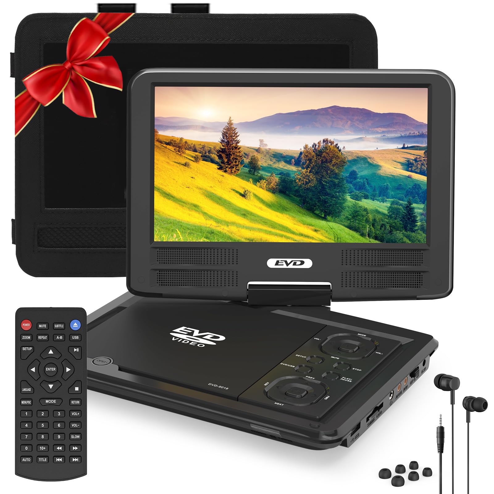 11.5 Inch Portable DVD Player with 9.5 Inch Swivel Screen, 5 Hours Rechargeable Battery, Car DVD Player for Kids, Support CD/DVD/SD Card, USB