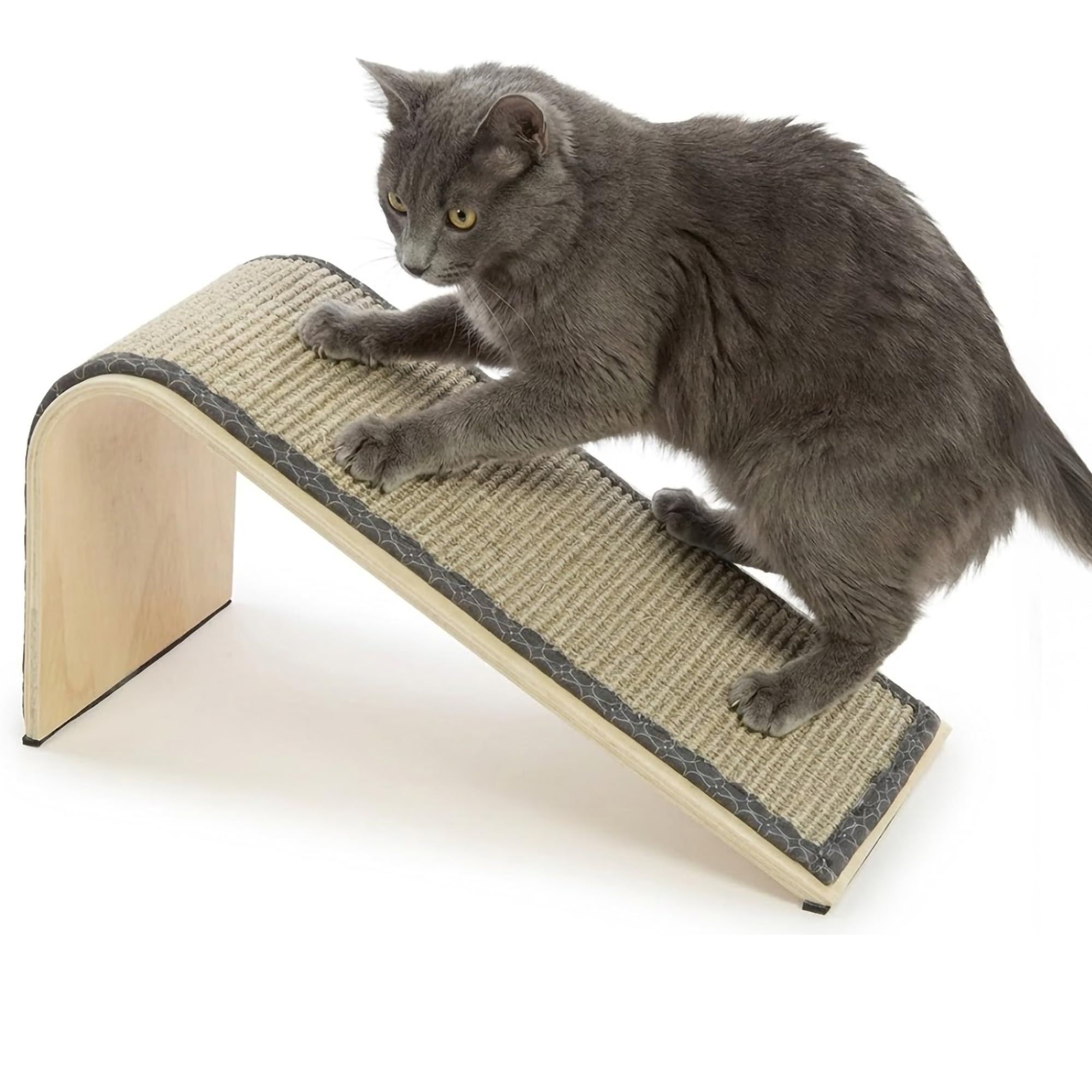 SmartyKat Sisal Angle Ramp Cat Scratcher, Natural Woven Sisal Surface & Stable Wooden Structure with Organic Catnip