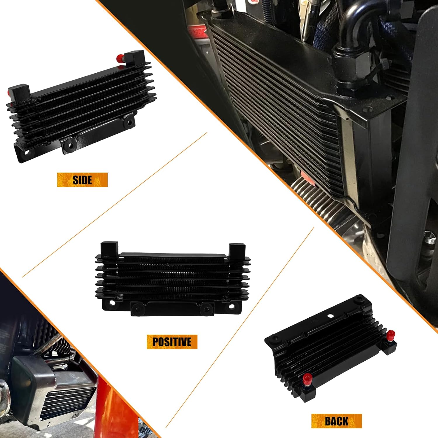 Motorcycle Oil Cooler Cooling Radiator Replacement Engine Oil Cooler Kit Fit For Road King Street Glide Electra Glide Road Glide Tri Glide 2009-2016 Black