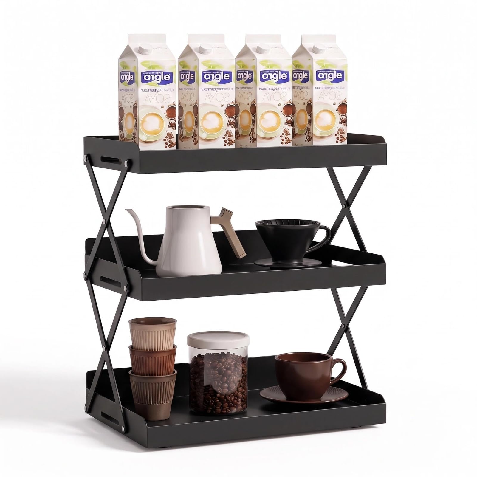 MIUSITE 3 Tier Coffee Station Organizer for Countertop, Black