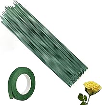 Craft Mall, Artificial Flowers, 50 Pieces, Flower Wire, Length 11.8 inches (30 cm), Diameter 0.08 inch (2 mm), Artificial Flowers, Bendable, Flower Arrangement Kit, DIY Green, Ground Scroll