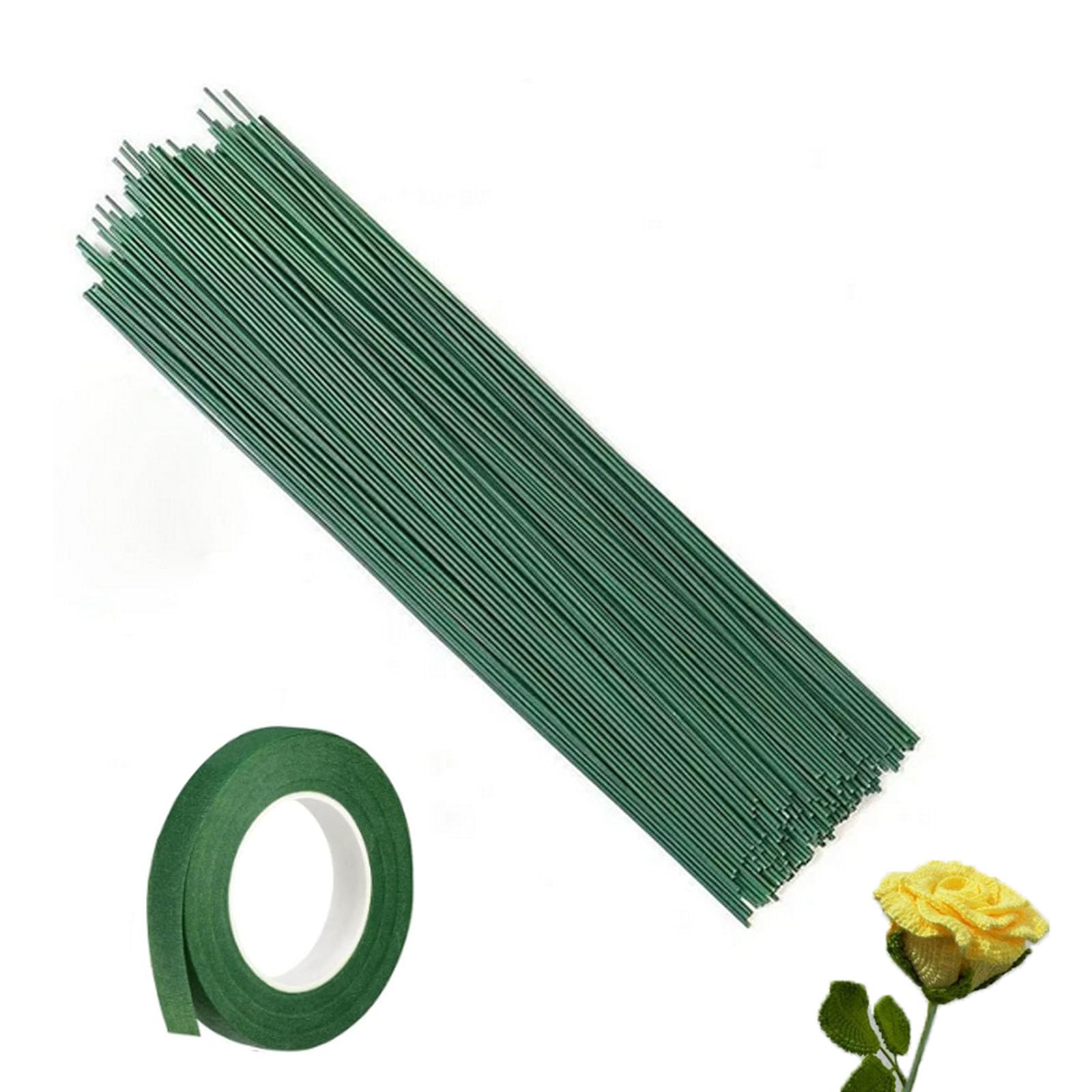 LOYELEY 手芸モール 造花 50本 フラワーワイヤー 長さ30cm 直径2mm 造花 曲げ可能 フラワーアレンジメントキット 手芸 DIY グリーン 地巻ワイヤー 花芸素材ギット 手作りキット 造花材料手芸用ワイヤー(深緑テープ*1+2mm*30cm(緑)50本) (深緑テープ*1+2mm*30cm(緑)50本)
