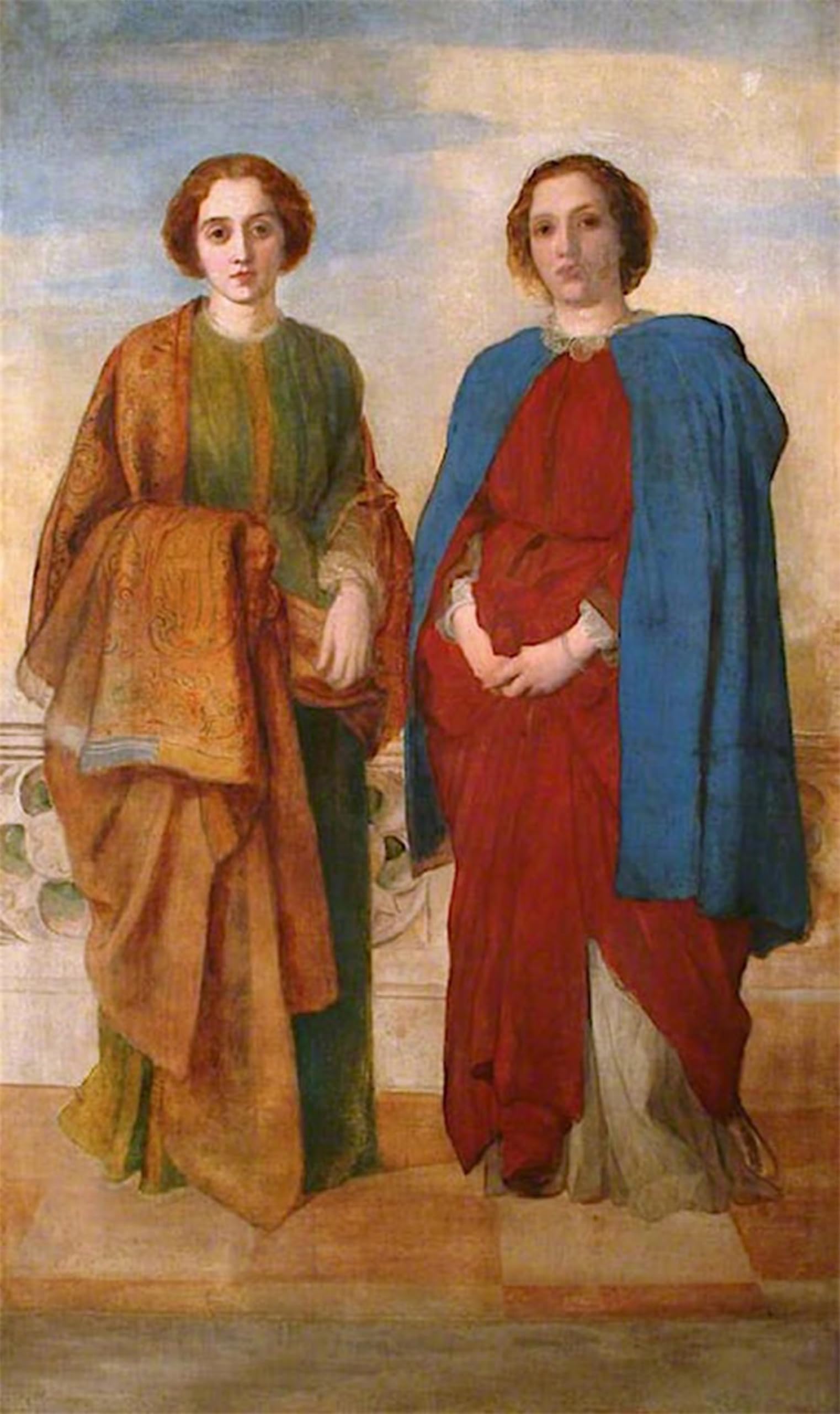 ARTXLXXBN Famous Painting Canvas Artwork Graffiti Print the Sisters by George Frederic Watts Portrait Canvas Image for Home Decor 60x90cm