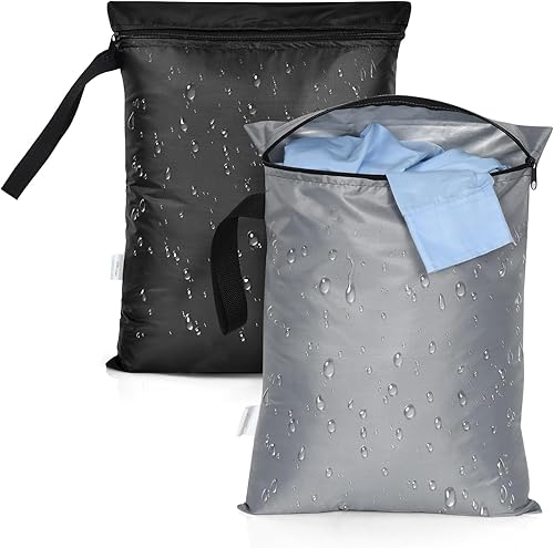 OTraki 2 bolsas impermeables para traje de baño de 12 x 16 pulgadas, bolsas húmedas y secas con asa portátil y cremallera, reutilizables, para