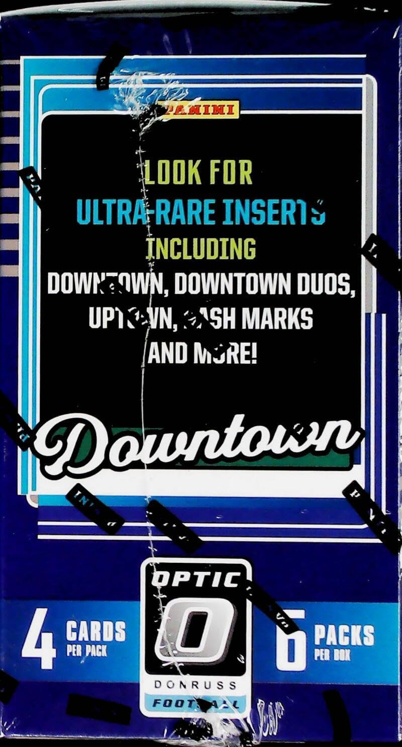2025 Panini Donruss Optic Football Factory Sealed Blaster Box 6 Packs of 4 Cards. Find 3 Blaster Exclusive Purple Shock Parallels. See scans for more details. Chase the highly sought after Uptowns and Downtown Inserts.