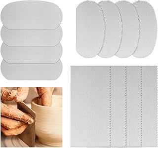 12 Stück Edelstahl-Töpferwerkzeuge, Töpferrippen, Set mit 3 Formen – Metallschaber, Tonwerkzeuge, Modellierzubehör für Keramik, Schlamm, Trimmen