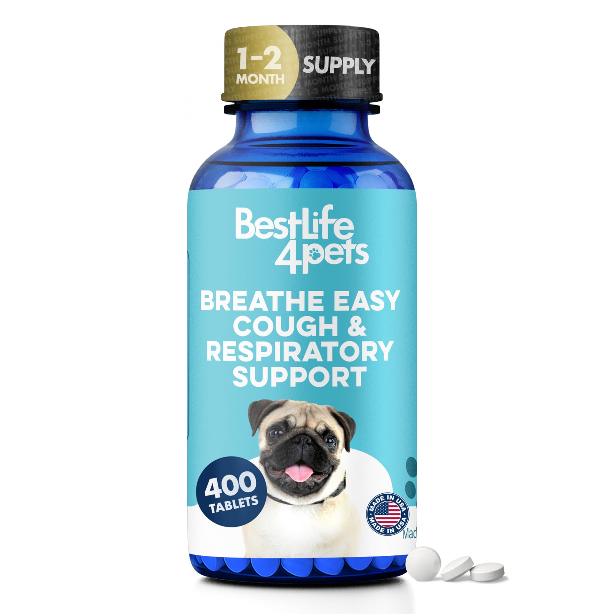 Breathe Easy Natural Cough Relief for Dogs - Gentle Senior Dog Respiratory, Congestion and Sneezing Relief Plus Trachea and Airway Support for Brachycephalic Dogs Ensures Calm Walks & Restful Sleep