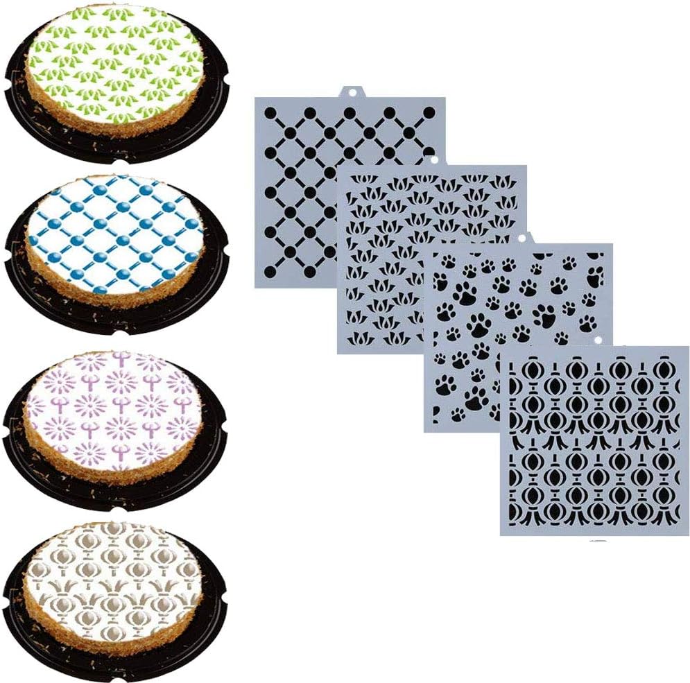 57 Pieces Cookie Stencil Set, Uspacific Cookie Stencil Cakes Baking Templates Floral Leaf Cake Stencil for Cookie Cupcake Fondant Scrapbooks Crafts Decor
