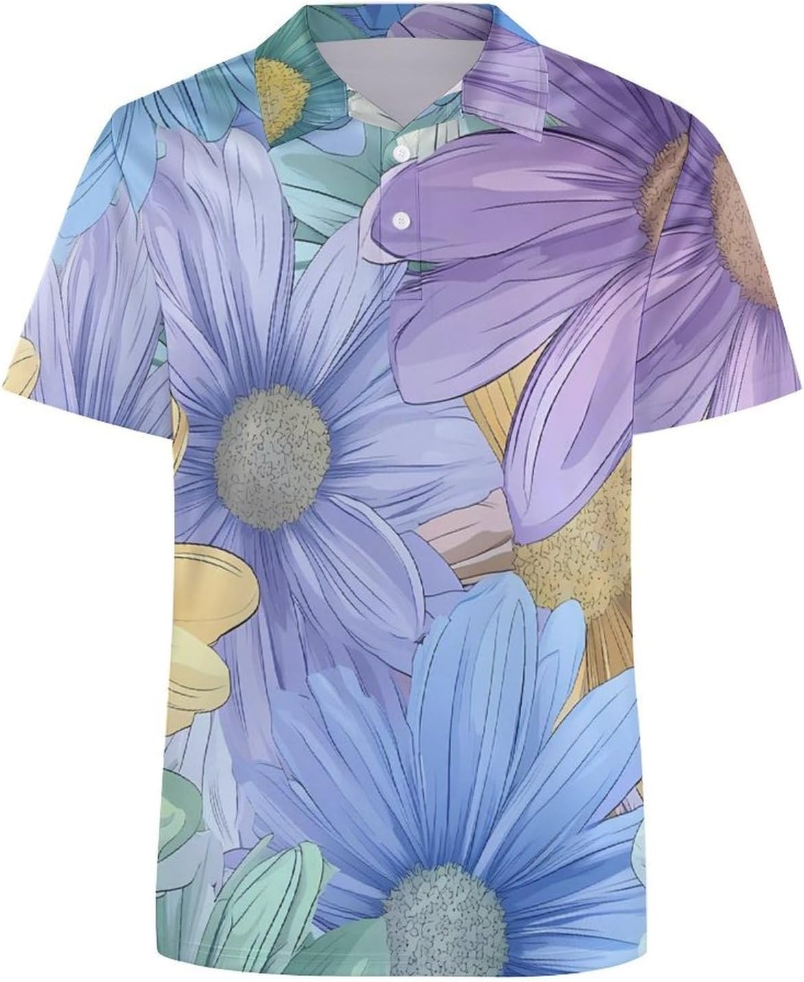 Boho Flower Womens Golf Polo Shirts Summer Short Sleeve Collared 3 Buttons T Shirt Activewear Tops