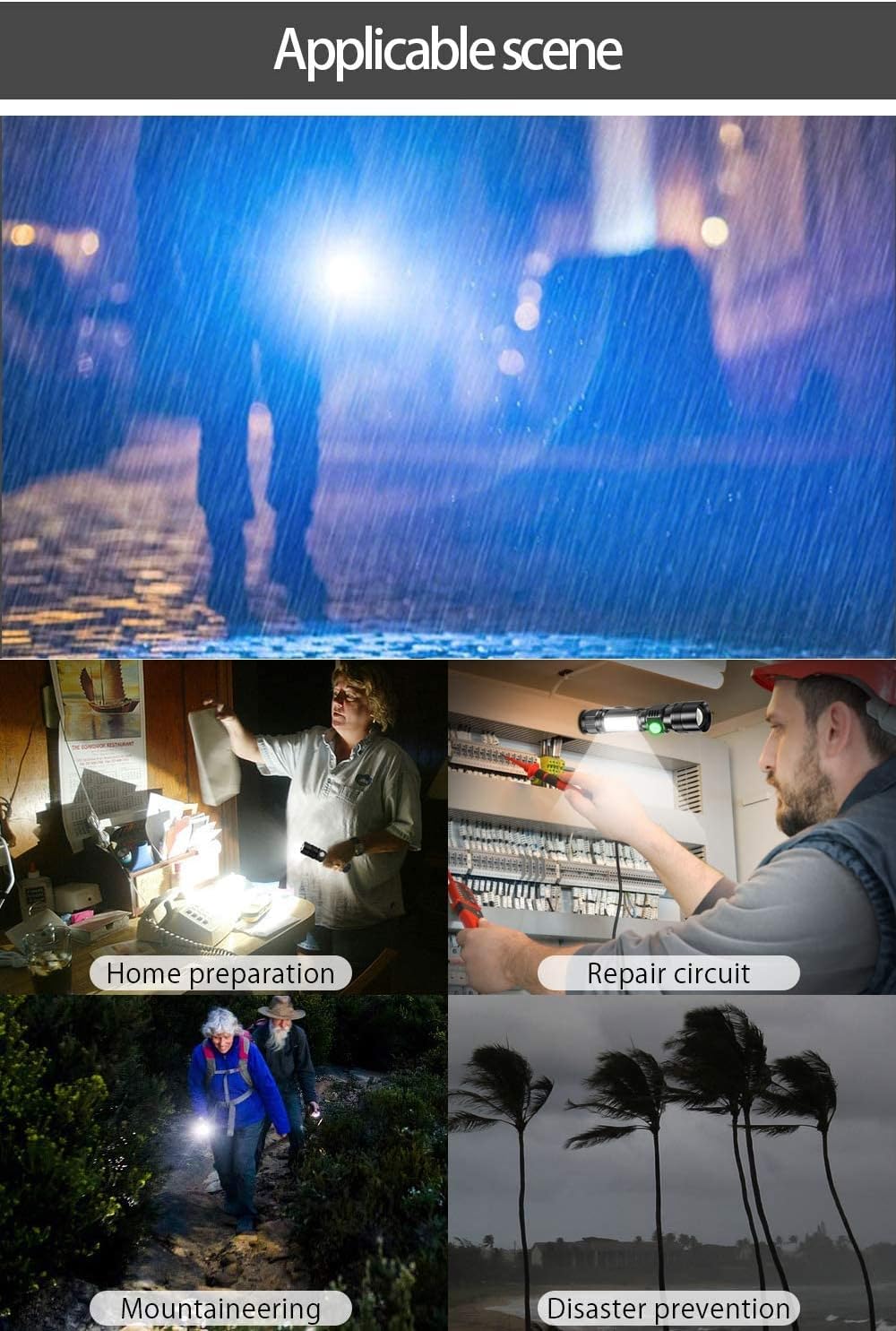 Magnetic LED Flashlight,High Lumen Rechargeable Flashlights with COB Sidelight,Zoomable,4 Modes,Water Resistant,Bright High Lumen FlashLights for Camping Gear,Emergencies - - 