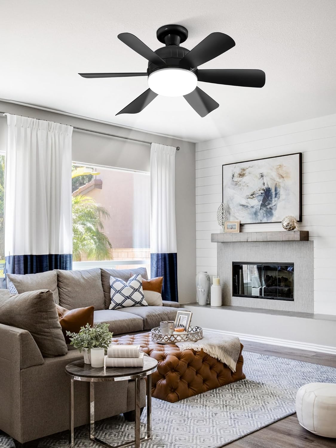 ZMISHIBO 2 Pack 17.9 Inch Socket Fan Light with Remote, Dimmable 3 Colors 6 Speed 1100 Lumens Light Bulb Fan Screw in Ceiling with Lights, Light Socket Ceiling Fan for Bedroom -Black