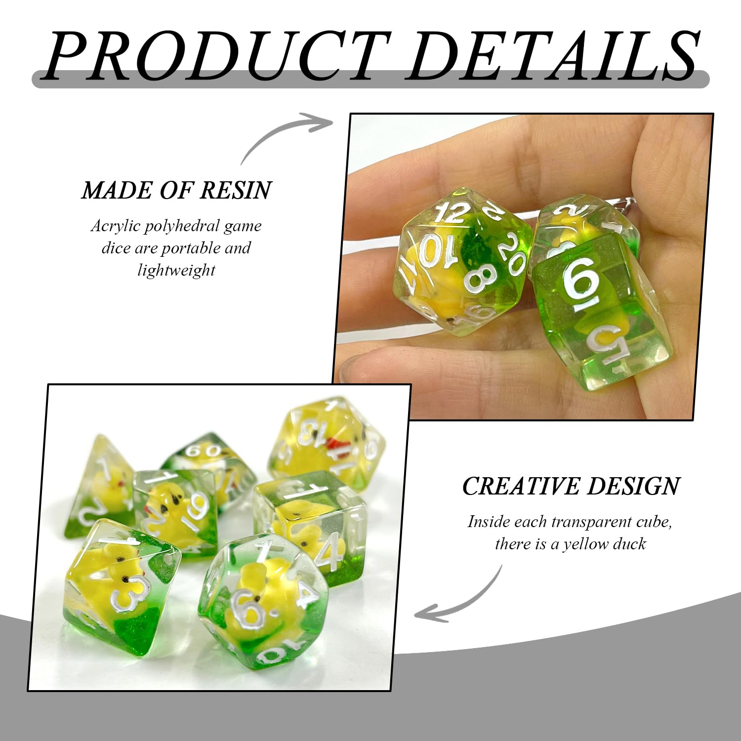 CYNOSURETECH 7 Pieces Cartoon Dice And 1 Piece Storage Bag, Resin Dice, Creative Design Dice, Polyhedral Dice, Throwing Game - Image 3