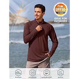 TACVASEN Mens Long Sleeve Quarter Zip Pullover Shirts Rash Guard Quick Dry Running for Men Sun Protection Swimming T-Shirts Wine Red
