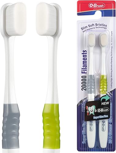 B Rush - Cepillo de dientes extra suave, cepillo de dientes ultra suave para encías sensibles, cerdas nano hilo dental de 20 quilates, cepillos de