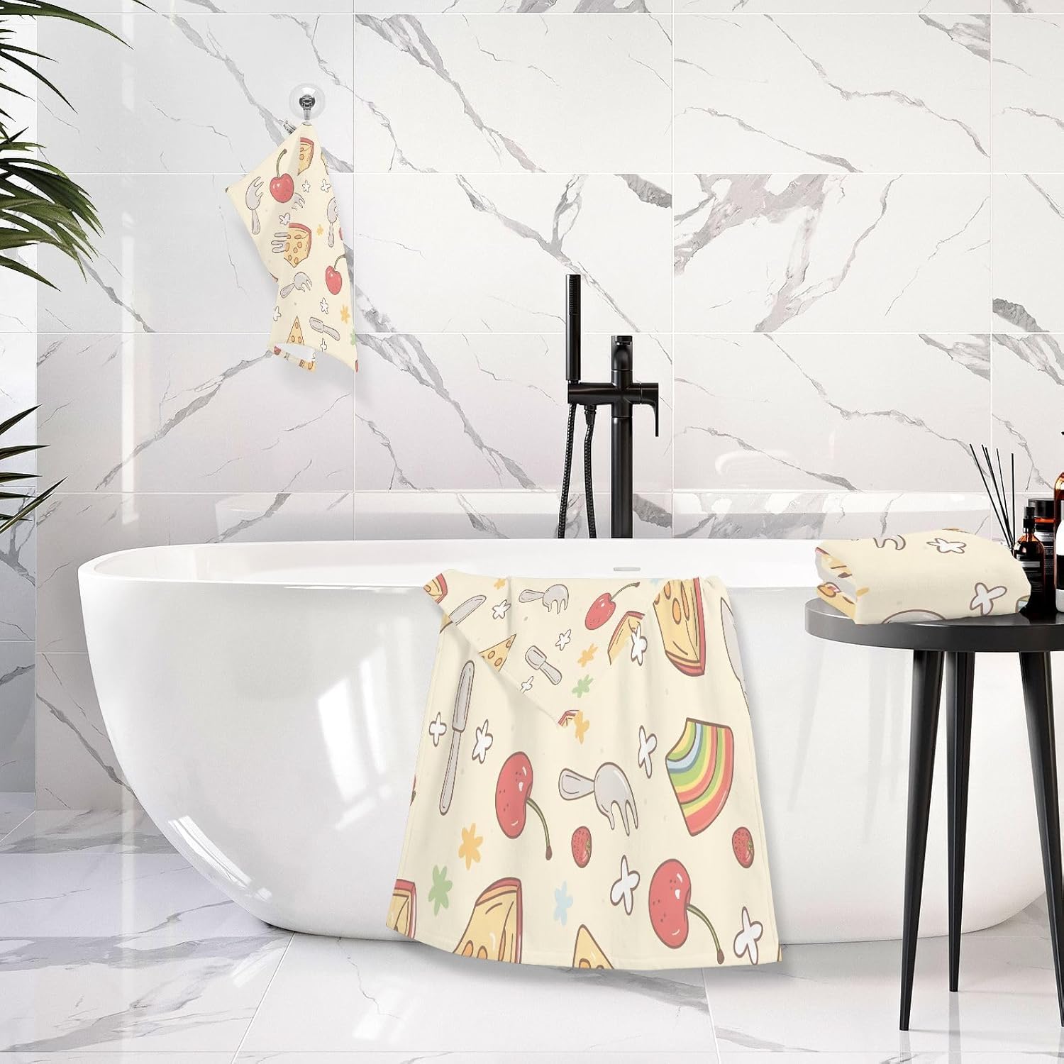 Hand Towels Premium Soft and Highly Absorbent Cute Fat Teddy Bear 2 Pcs Towels for Bathroom Set 100% Cotton Decorative Face Towels