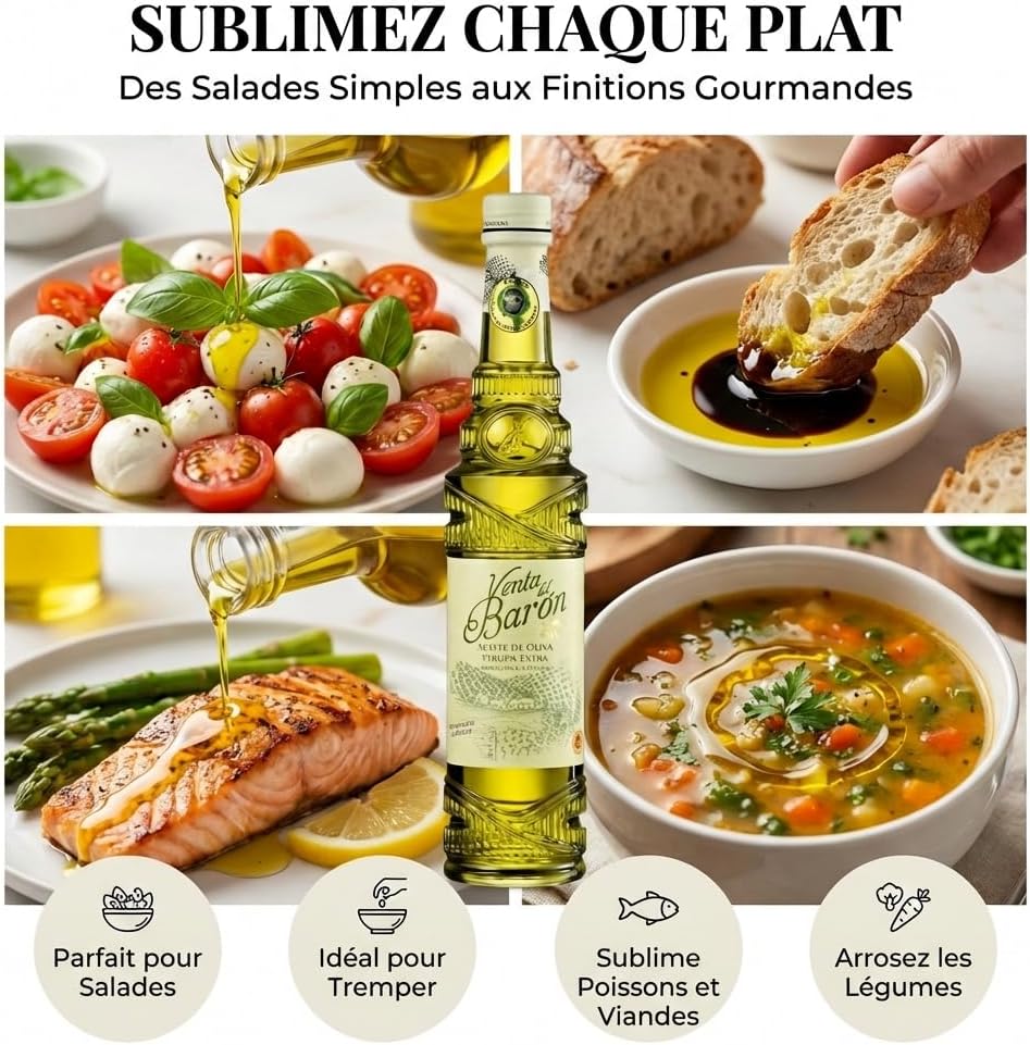 Venta del Barón - Vainqueur du championnat du monde Coffret Cadeau (2x 500ml) Huile d'olive Extra Vierge/Extraite à Froid Appellation d'Origine Priego de Cordoba (500 ml x 2) — image 4