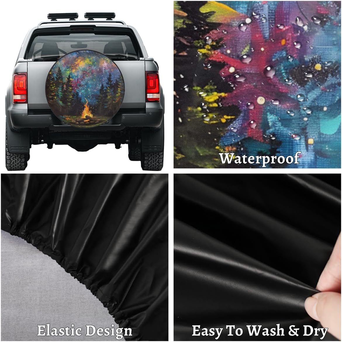 Spare Tire Cover Wheel Protector Galaxy Bonfire Forest Waterproof Dust-Proof Wheel Covers Universal Wheel Tire Protectors for Cars,Travel Trailer RV,Truck, SUV, Camper 14"