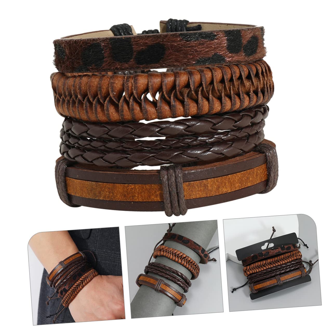 Beaupretty Lot De 5 Bracelets Tressés Réglables Pour Hommes Et Femmes En Cuir Robuste Tendance Pour Petite Amie Petit Ami Fille Amie 8 Pièces X 5