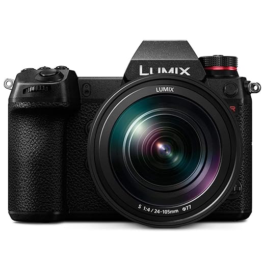 Panasonic LUMIX S1R Full Frame Mirrorless Camera with 47.3MP MOS High Resolution Sensor, 24-105mm F4 L-Mount S Series Lens, 4K HDR Video and 3.2” LCD - DC-S1RMK Black