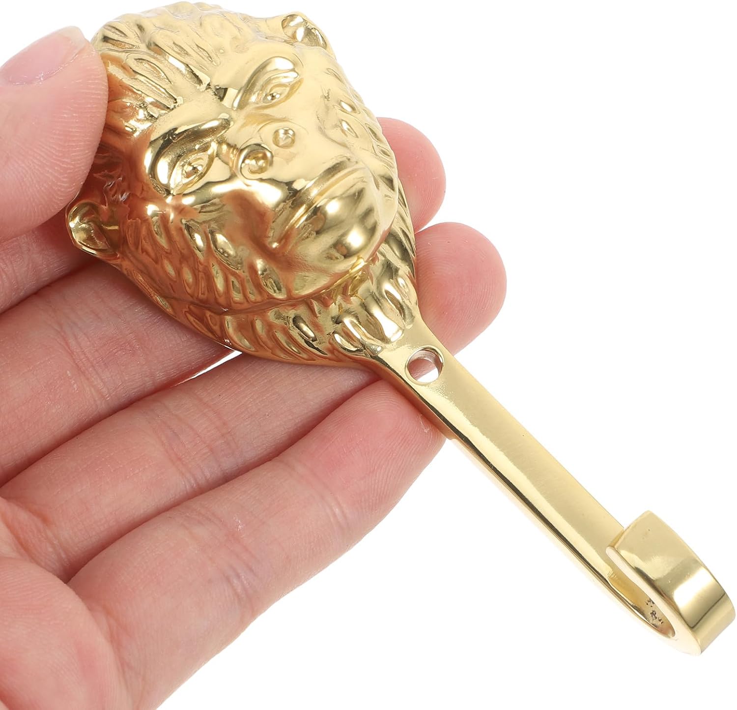 Lurrose Brass Gorilla Head Wall Hook Vintage Animal Wall Mount Hooks Golden Decorative Key Holder Towel Hanger for Entryway Bathroom Closet Storage image 3