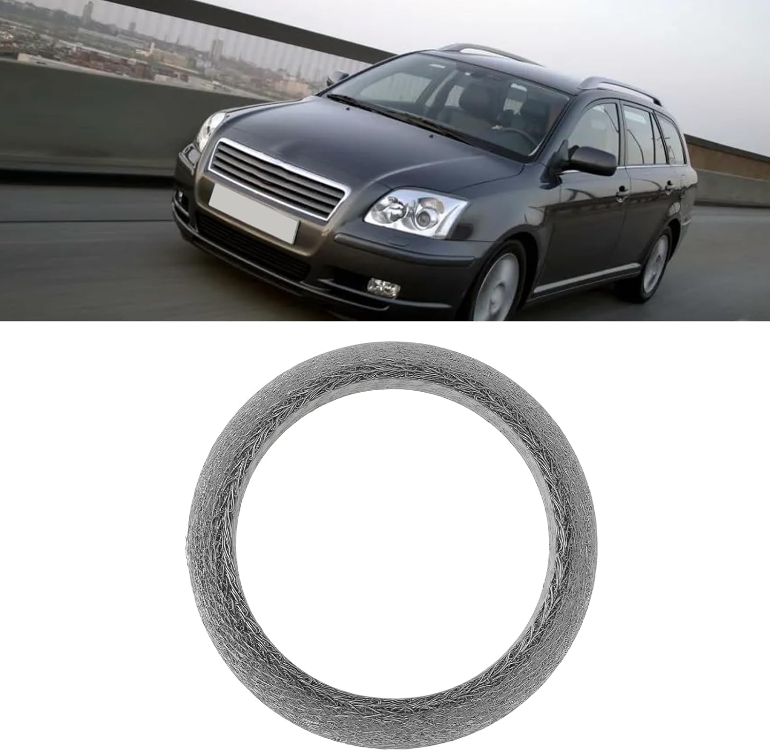 2Pcs Exhaust Gasket Sealing Ring 1745102030 Compatible with Toyota Avensis Yaris Corolla, 49x64x17mm