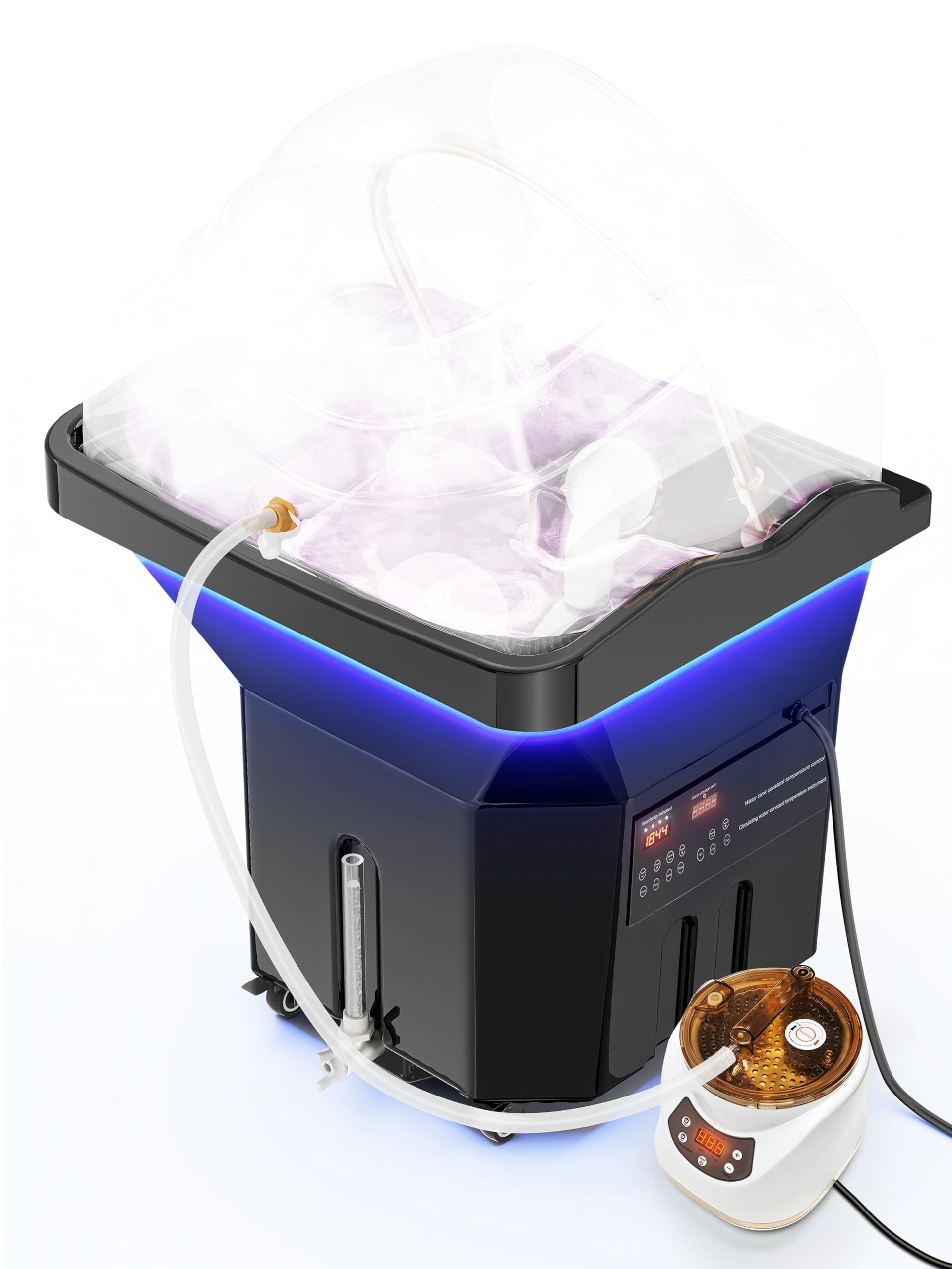 TooMiMo Head Spa, Portable Shampoo Bowl with Fumigation System & Water Circulation, Light Therapy, 25L Waste Tank & 60L Large Water Storage Tank for