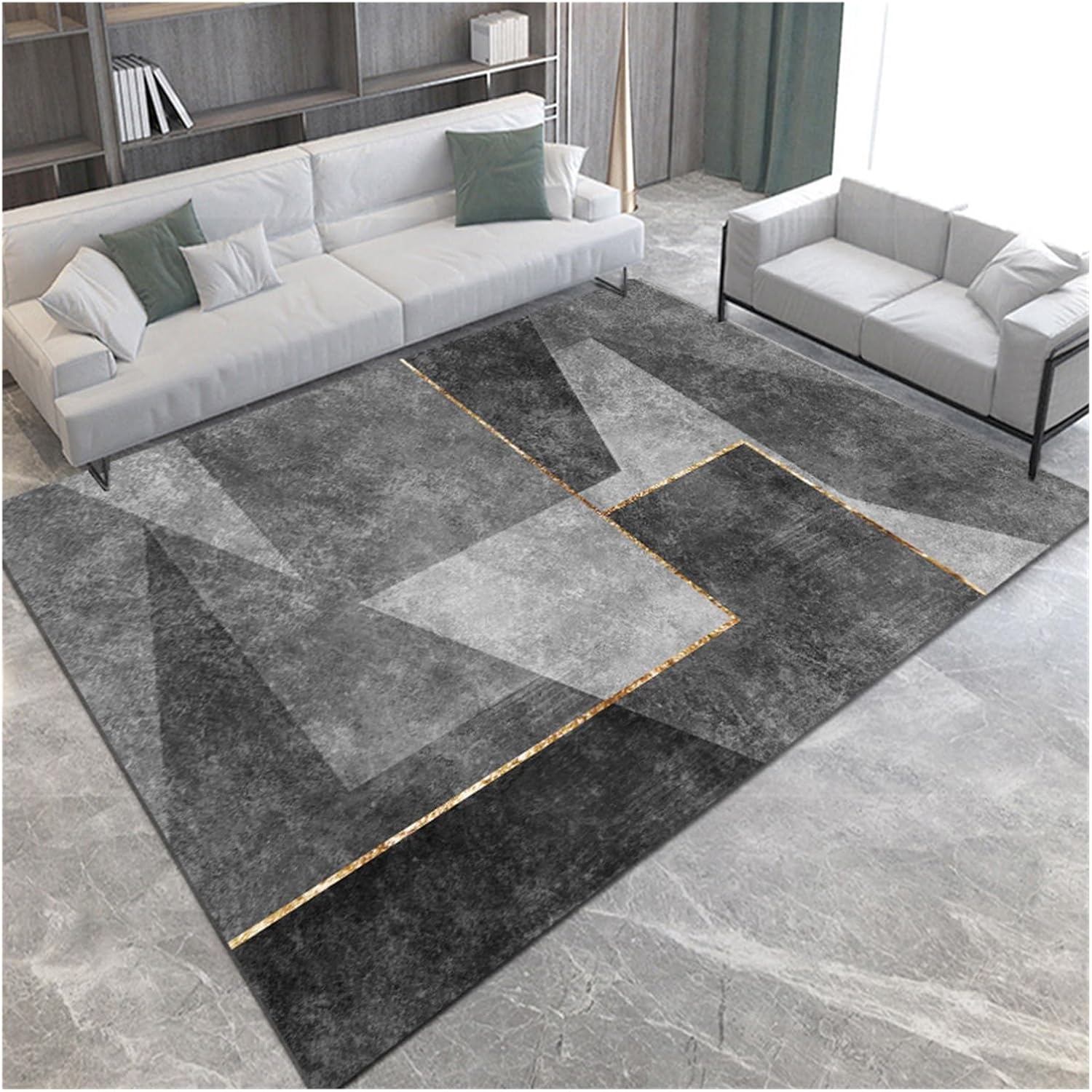 Contemporary Grey Area Rugs, Abstract Geometric Gray Rug