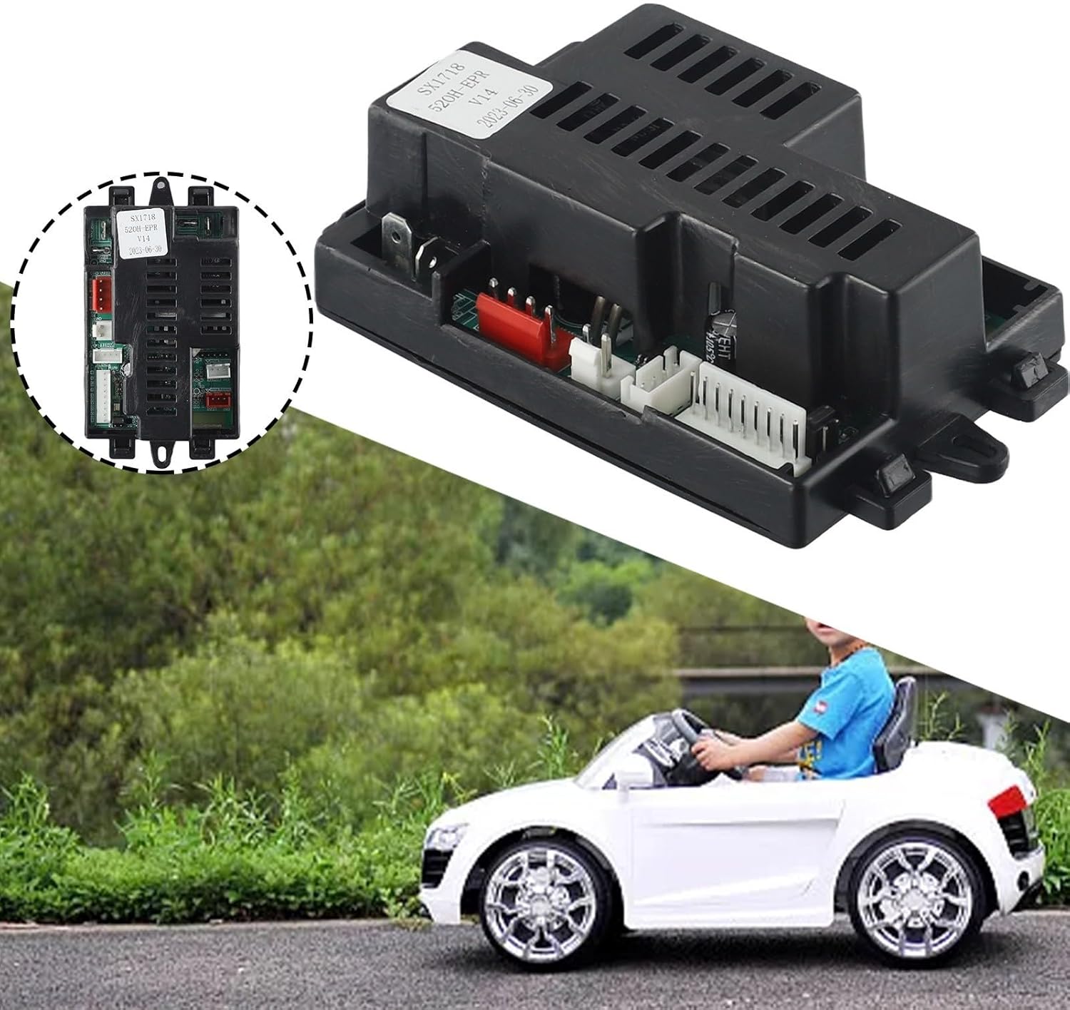 SX1718 520H-EPR V14 Control Box Children's Car, 2.4G Receiver with Slow Start, Compatible with SX1718 V13/V14 Ride- Toys