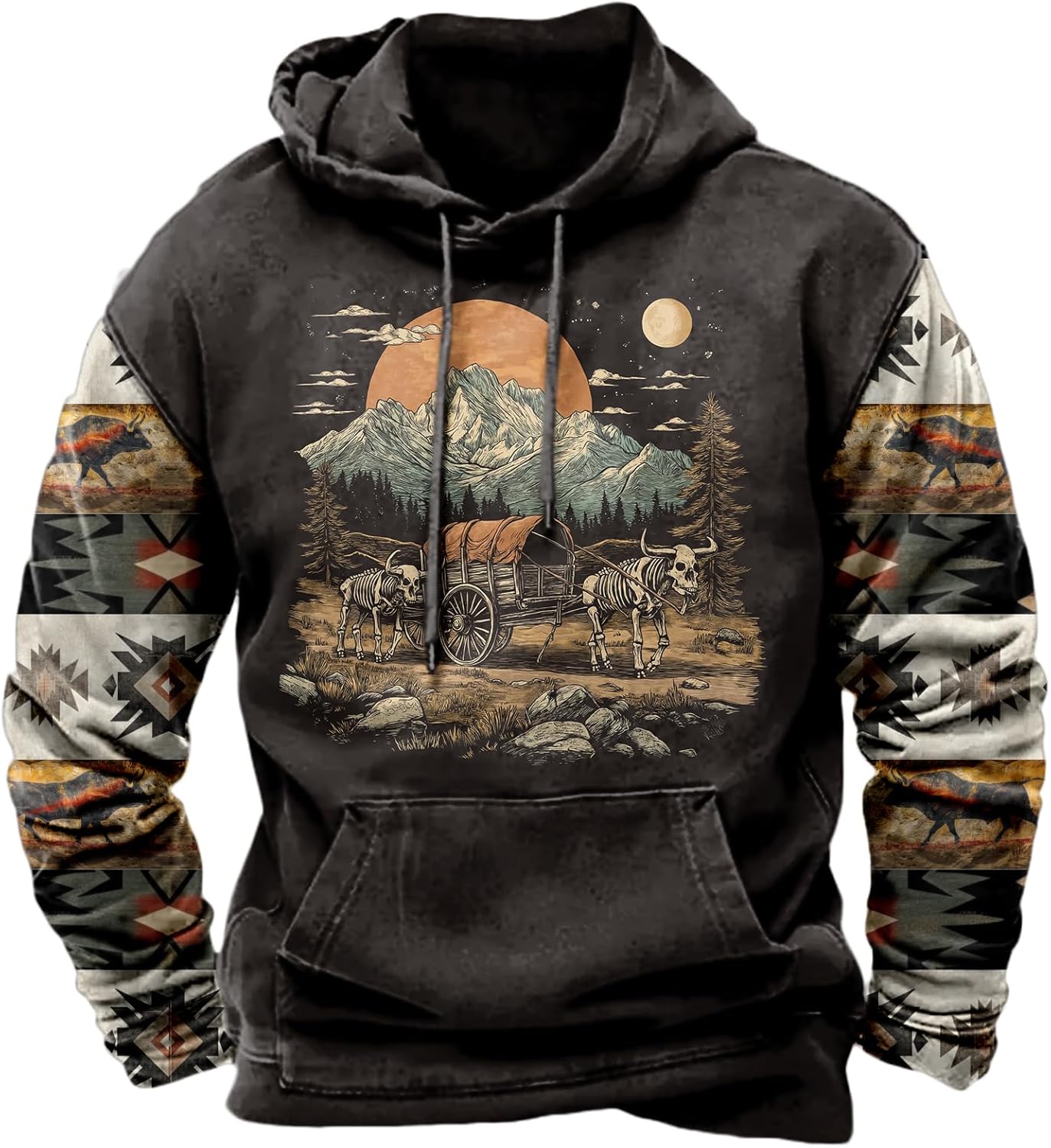 Hoodies For Men Western Cowboy Pullover Big And Tall Comfort Fashion Cool Novelty G...