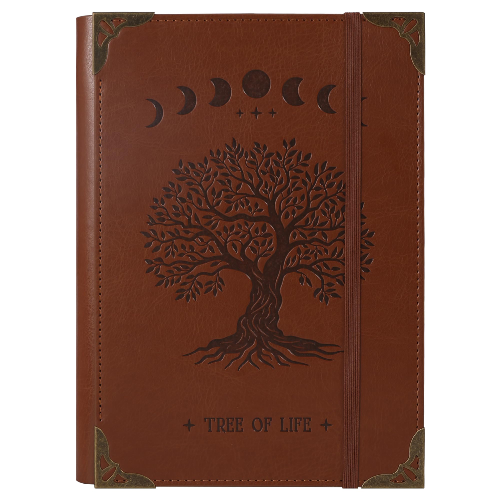 TIEFOSSI A5 Binder 6 Ring Notebook for Women Men, Hardcover PU Leather Journal, Vintage Tree Journals, College Ruled Notebook for School, Planner, Travel, Work, Organizer