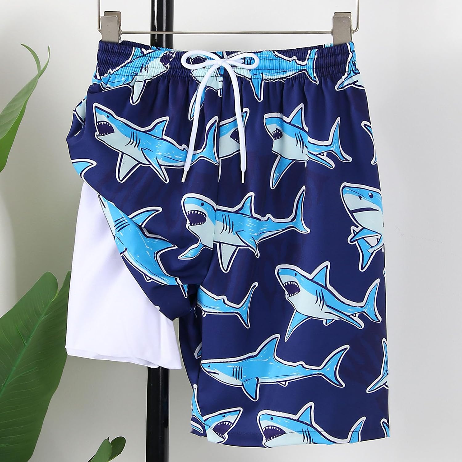 Swimming Top and Boys Swim Trunks 2 Piece Quick Dry Short Sleeve Boys Swimwear Print Round Neck Swimming Pool Rash Guard Sets