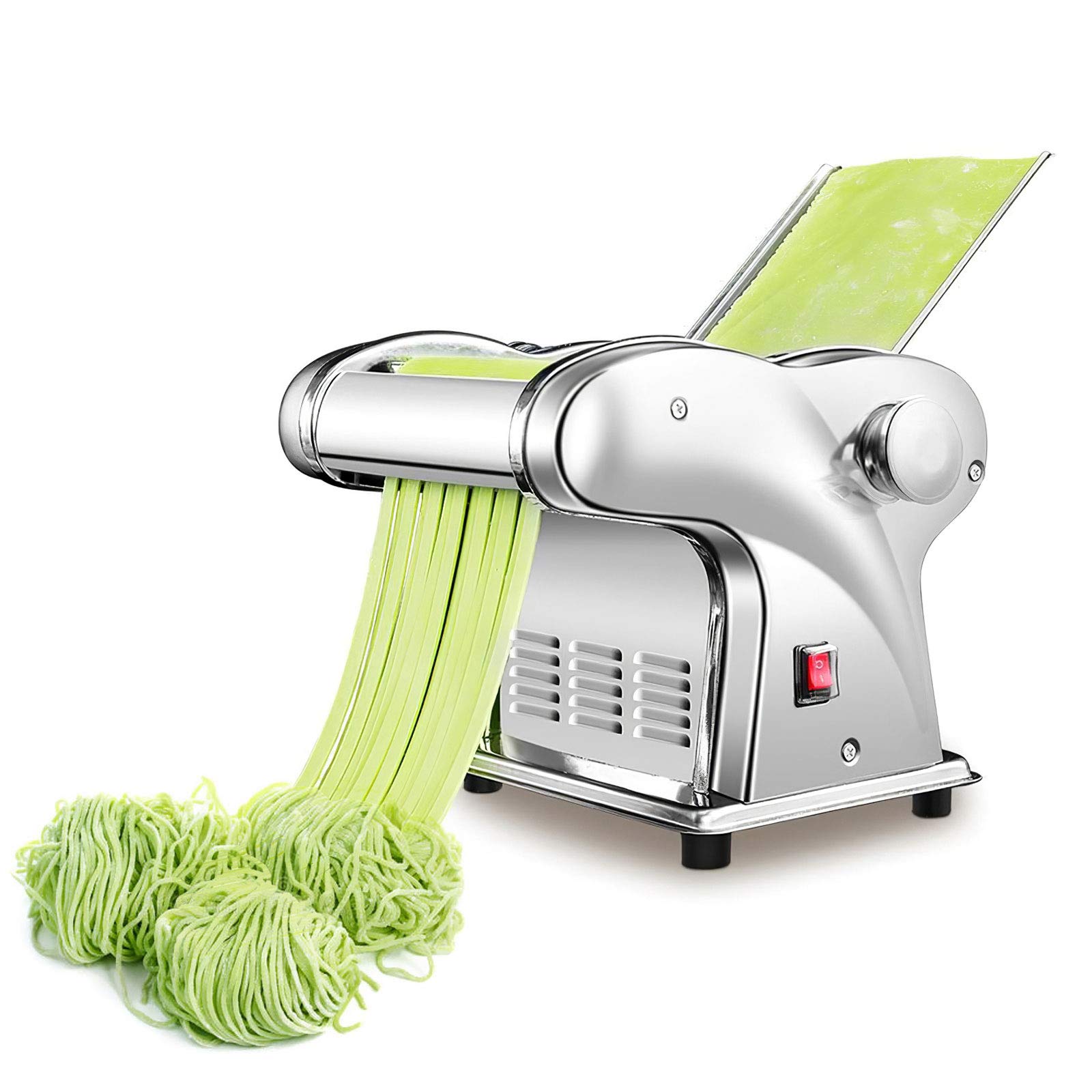 Máquina eléctrica para hacer pasta, máquina automática para hacer fideos con rodillo de pasta de 220 V 135 W, máquina de rodillo de masa comercial para uso familiar en el hogar