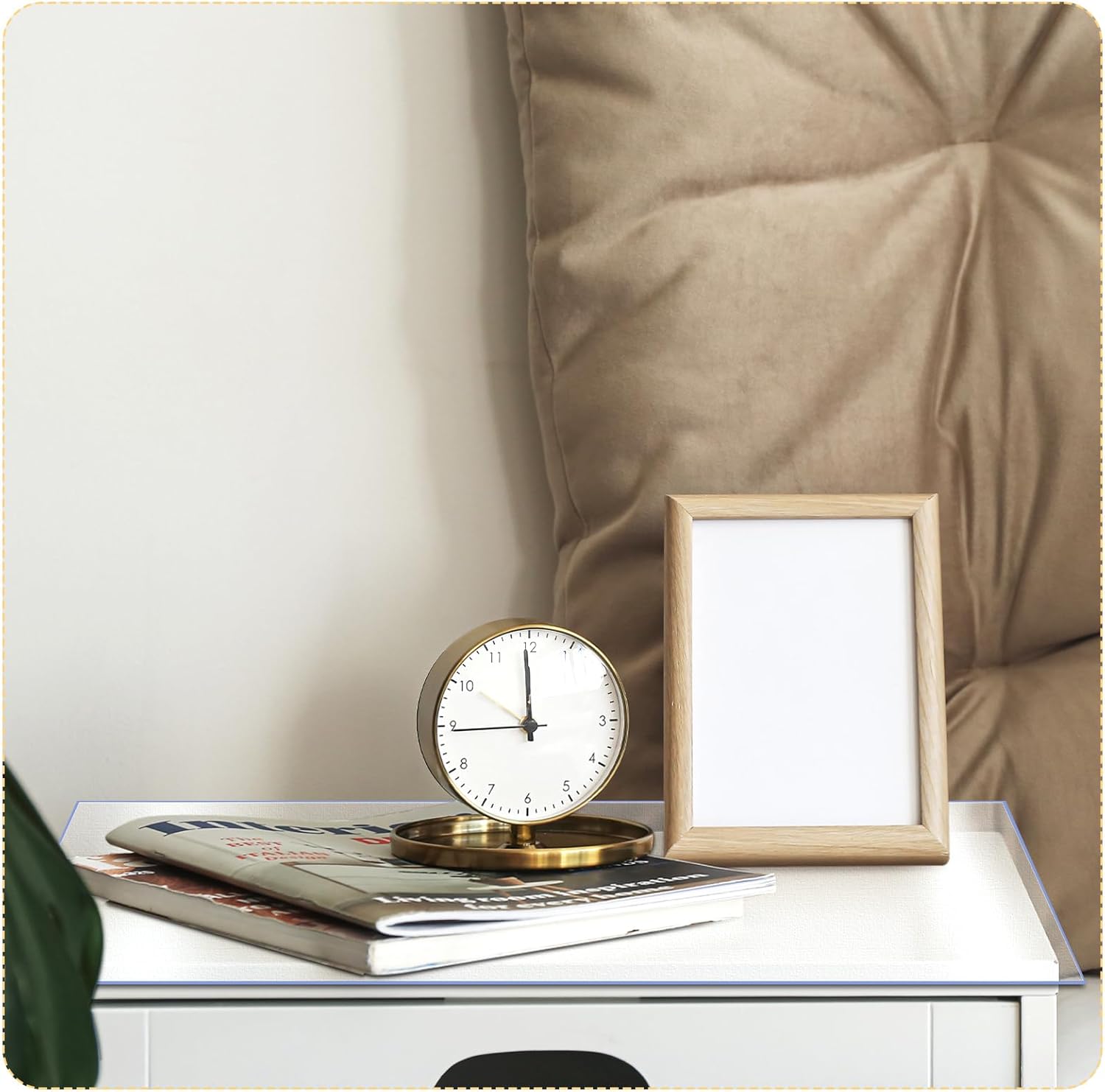 Nightstand Protector, Clear Plastic Table Cover Protector 15.8 x 23.6 Inch, 1.5mm Thick Rectangle PVC Coffee ＆Dresser Table Cover Mat, Can Be Trimmed to Fit Irregular Occasion(2 Pieces,Frosted)