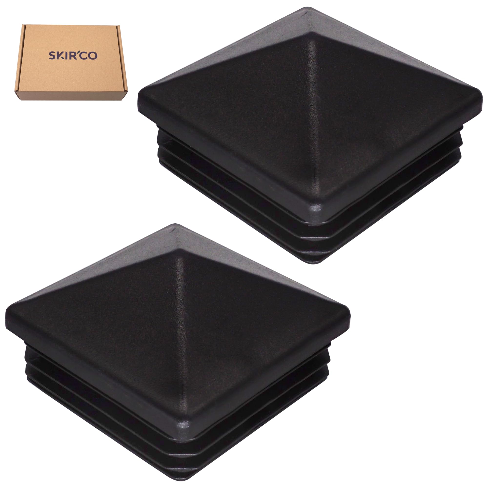 SKIR'CO (2 pcs) Square Plastic Plugs 80 x 80 mm, Tube End Caps, Fence Post Plugs, Square Tube Inserts, Black RAL 9005 - Image 2