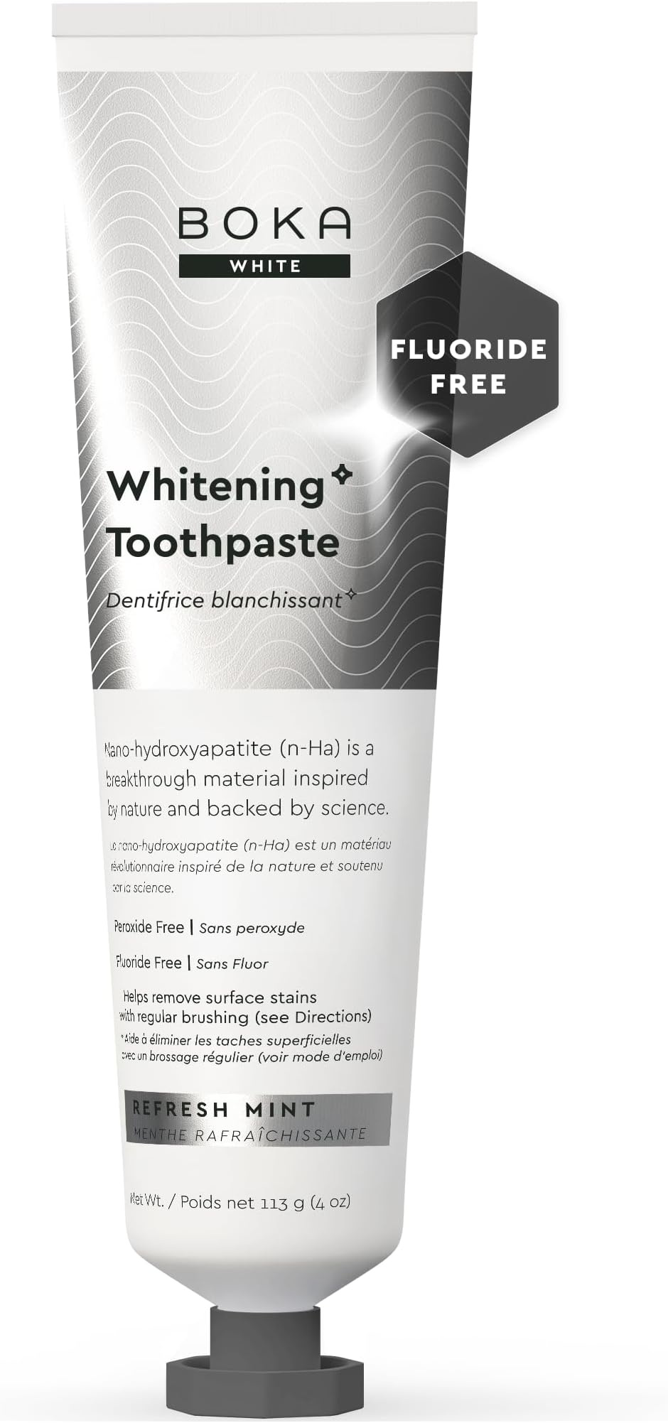 Boka Fluoride Free Toothpaste, Nano Hydroxyapatite Toothpaste, Appropriate for Sensitive Teeth, for Adult, Kids Oral Care - Whitening* Refresh Mint, 4 Fl Oz 1Pk US Manufactured