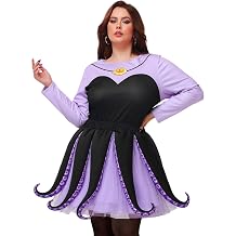 Adult Halloween Octopus Costume Set Plus Size Purple Tentacle Dress